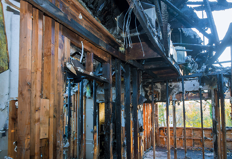 Room Apartment After A Fire Charred Wooden Walls